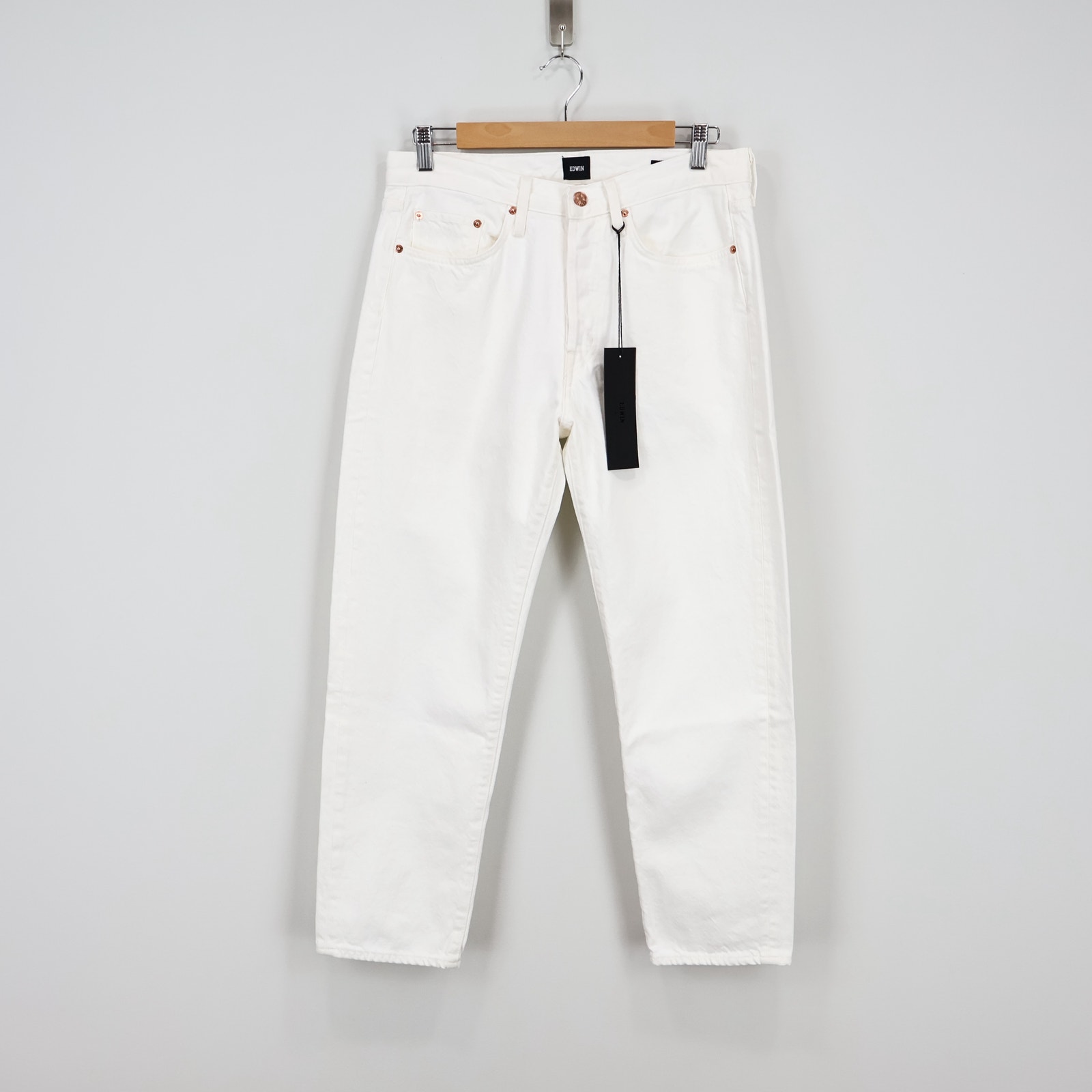 Edwin Hana Classic Straight Crop Button Fly Denim Jean White Noise Size 30 Nwt